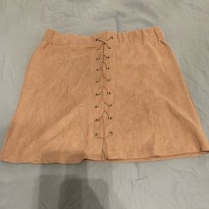 Pink Faux Suede Mini Skirt, size S